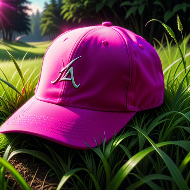 Drawing of a hot pink cap from grass