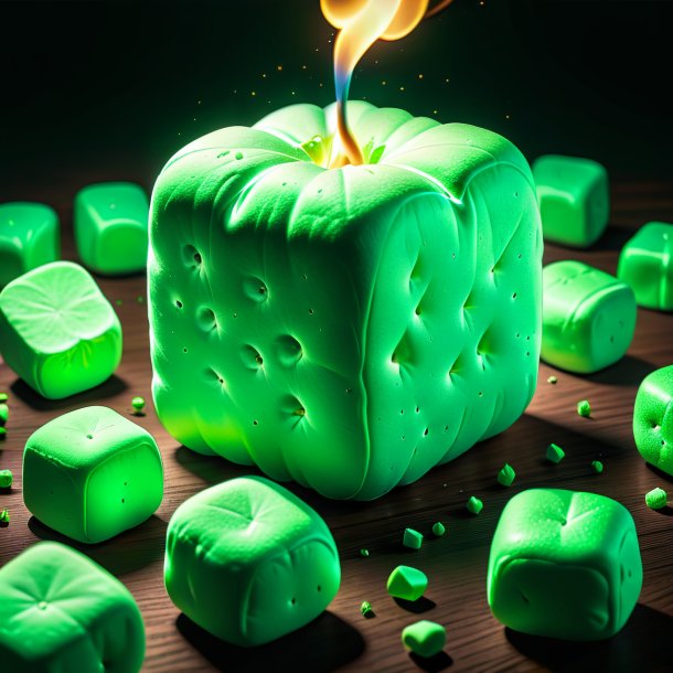 Drawing of a green marshmallow