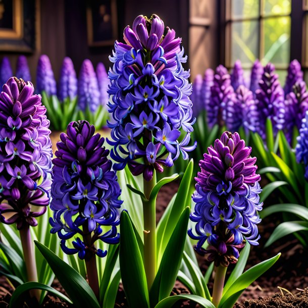 Portrayal of a purple hyacinth, wild