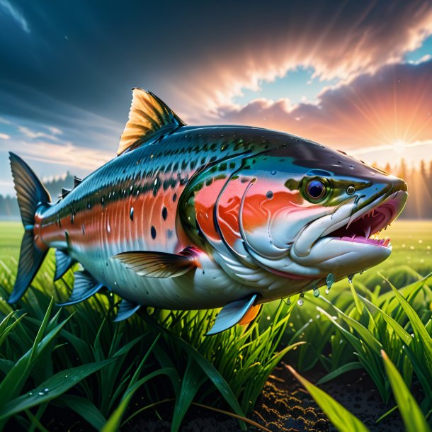 Photo of a crying of a salmon on the field