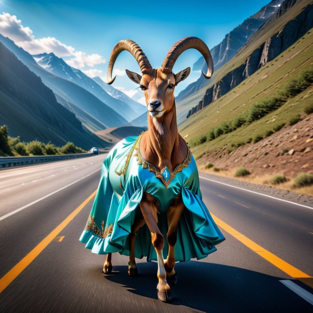 Foto de un ibex en un vestido en la carretera