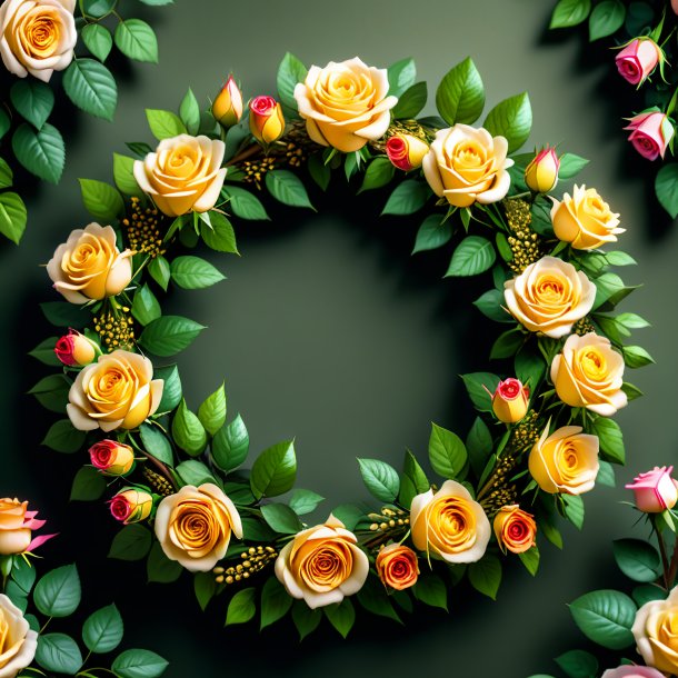 Photographie d'une couronne kaki de roses