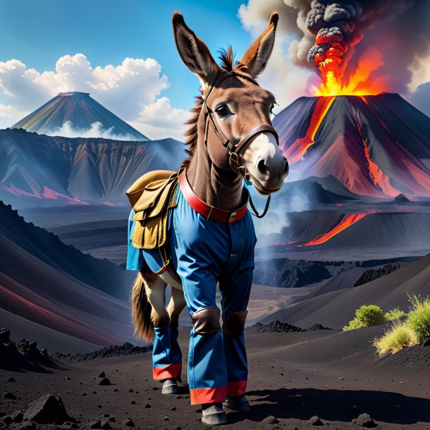 Pic of a donkey in a trousers in the volcano