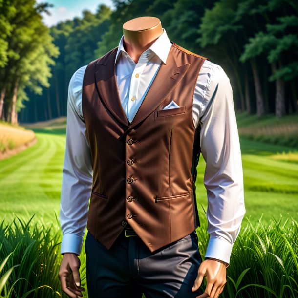 Photo of a brown vest from grass