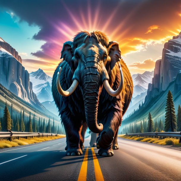 Photo of a threatening of a mammoth on the road