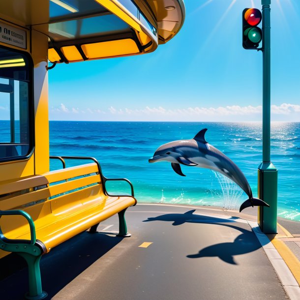 Pic of a waiting of a dolphin on the bus stop