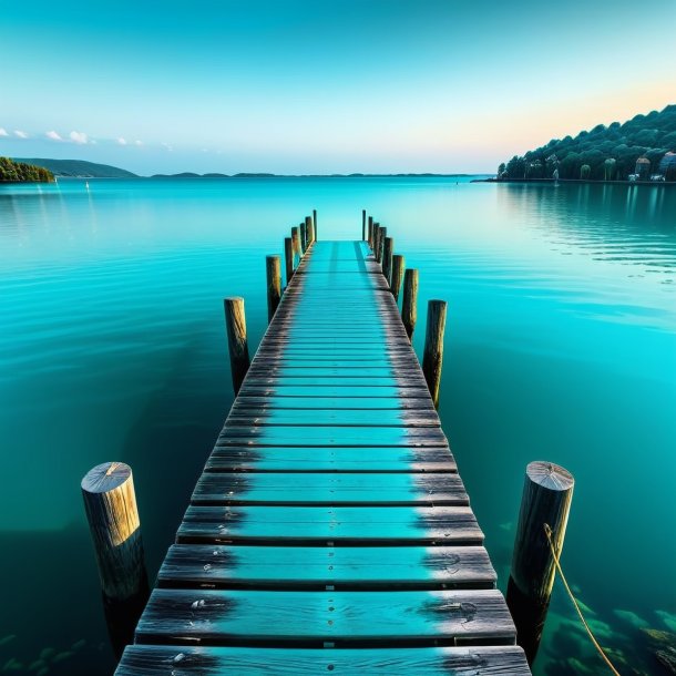 Photography of a cyan dock