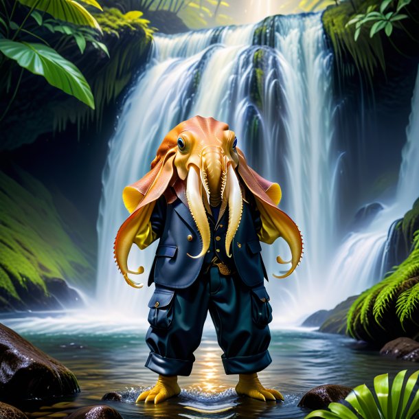 Photo of a cuttlefish in a trousers in the waterfall