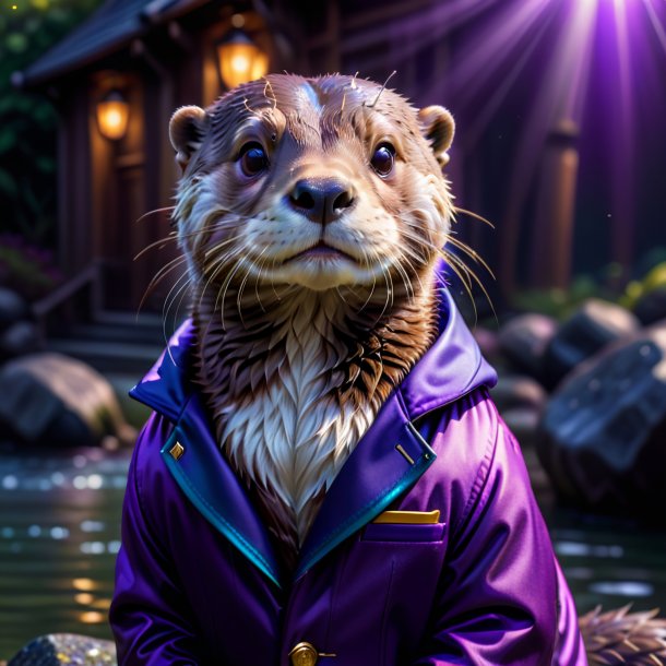 Pic d'une loutre dans une veste pourpre