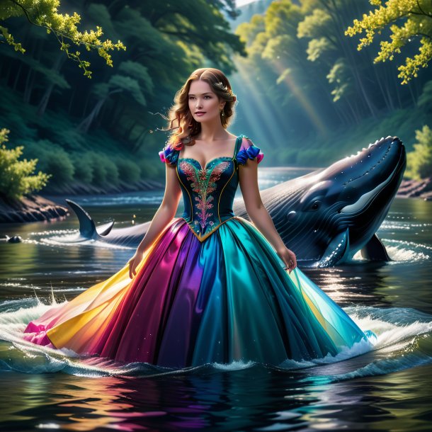 Foto de una ballena en un vestido en el río