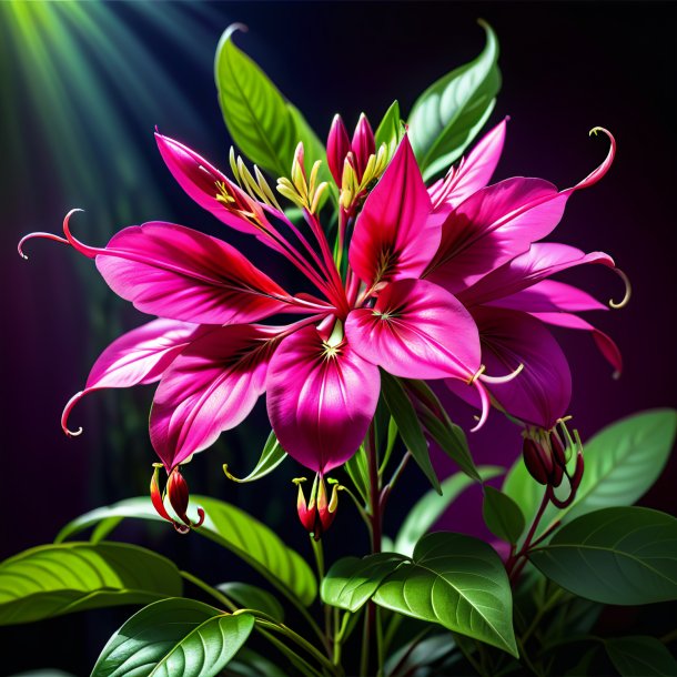 Illustration d'un clianthus fuchsia