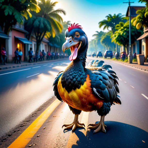 Picture of a smiling of a dodo on the road