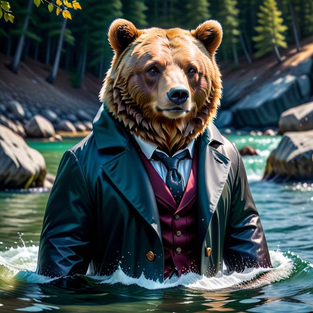 Pic d'un ours dans un manteau dans l'eau