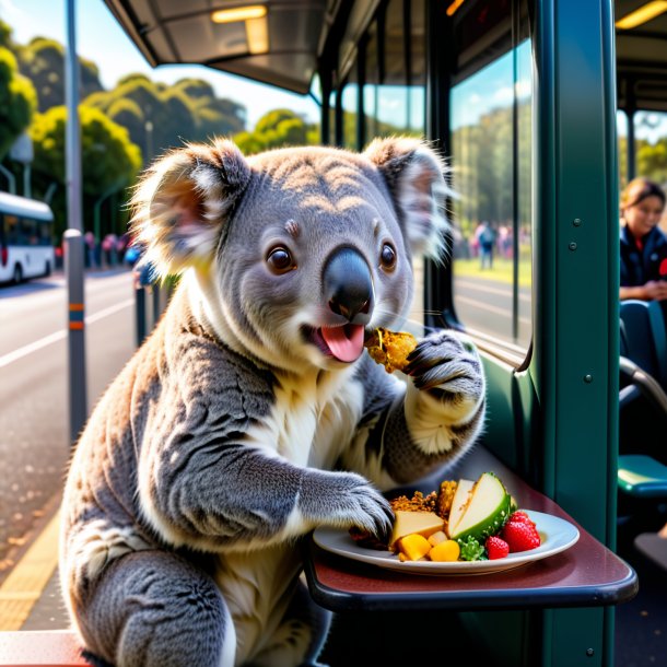 Foto de una comida de un koala en la parada de autobús