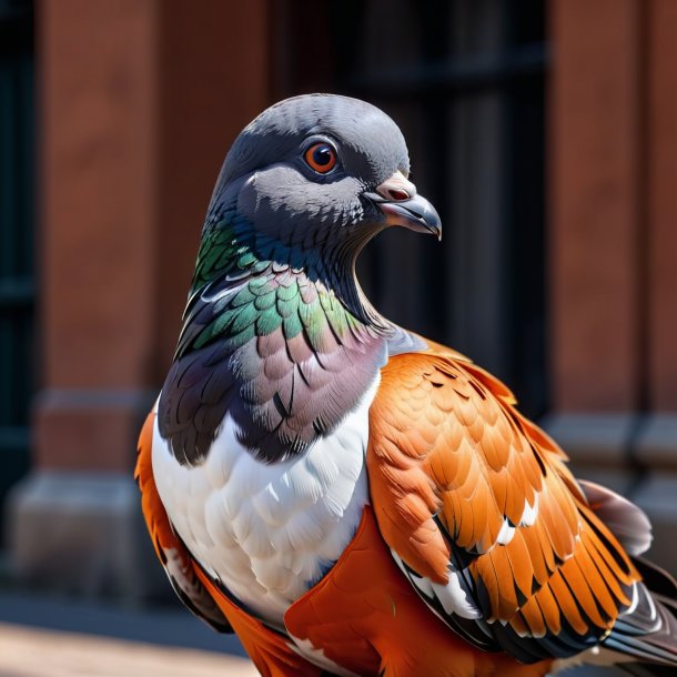 Photo d'un pigeon en manteau orange