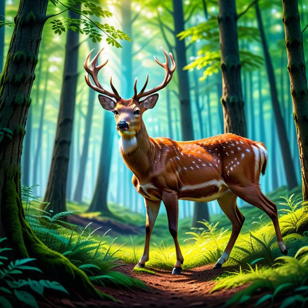 Photo of a playing of a deer in the forest