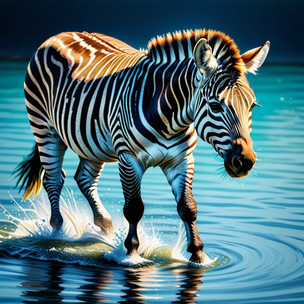 Drawing of a zebra in a jeans in the water