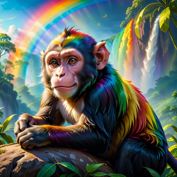 Picture of a resting of a monkey on the rainbow