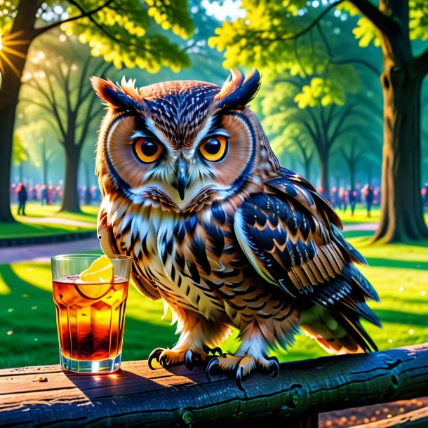 Photo d'une boisson d'un hibou dans le parc