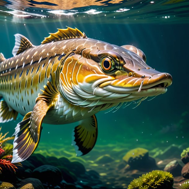 Picture of a pike in a coat in the water