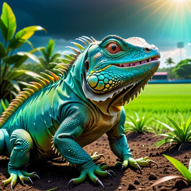 Pic of a crying of a iguana on the field