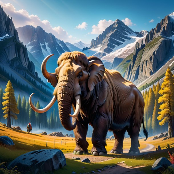 Picture of a waiting of a mammoth in the mountains