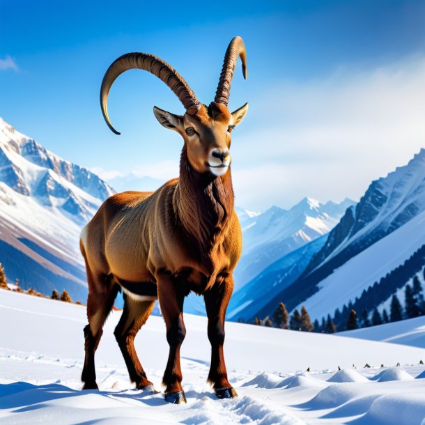 Picture of a ibex in a trousers in the snow