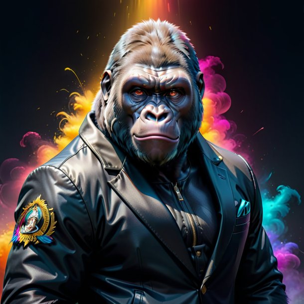 Pic of a gorilla in a black jacket