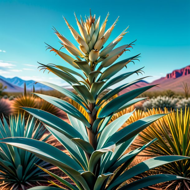 Figure of a teal yucca