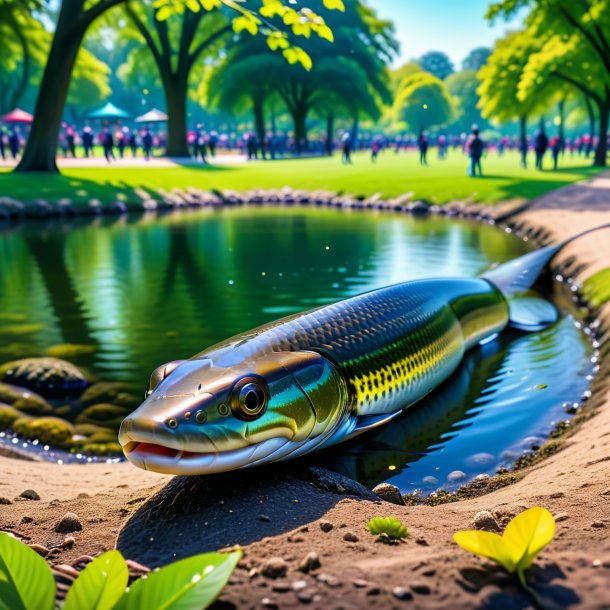 Pic of a playing of a eel in the park