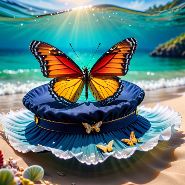 Pic of a butterfly in a cap in the sea