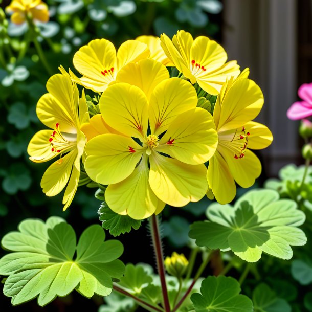 Image d'un géranium jaune, rose