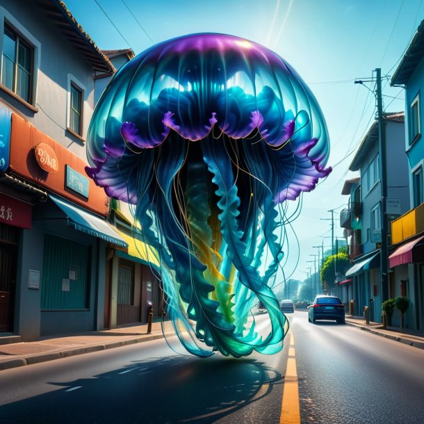 Picture of a threatening of a jellyfish on the road