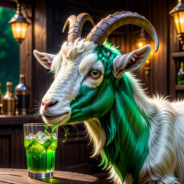 Pic of a green drinking goat