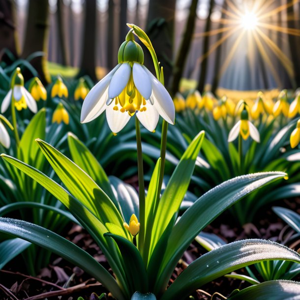 Photography of a yellow snowdrop