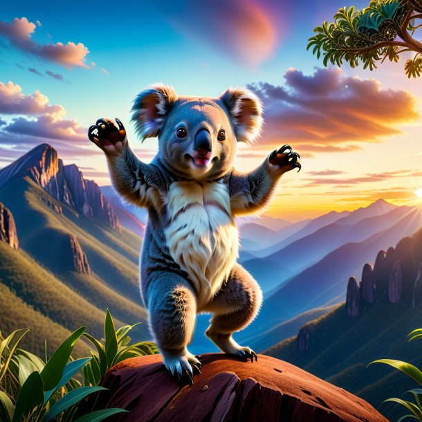 Image of a dancing of a koala in the mountains