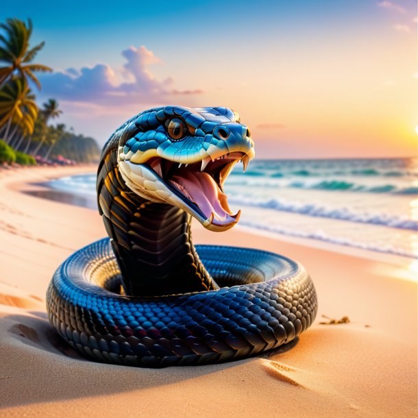 Pic d'un sourire d'un cobra sur la plage