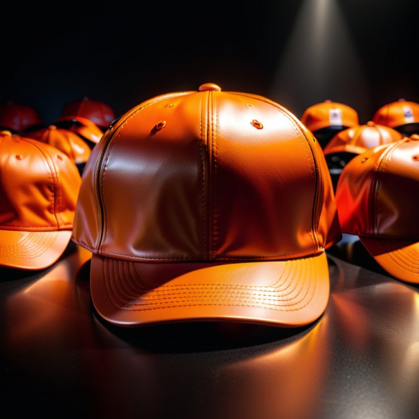 Photographie d'une casquette orange de métal