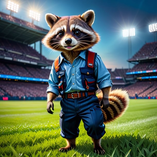 Pic of a raccoon in a trousers on the field