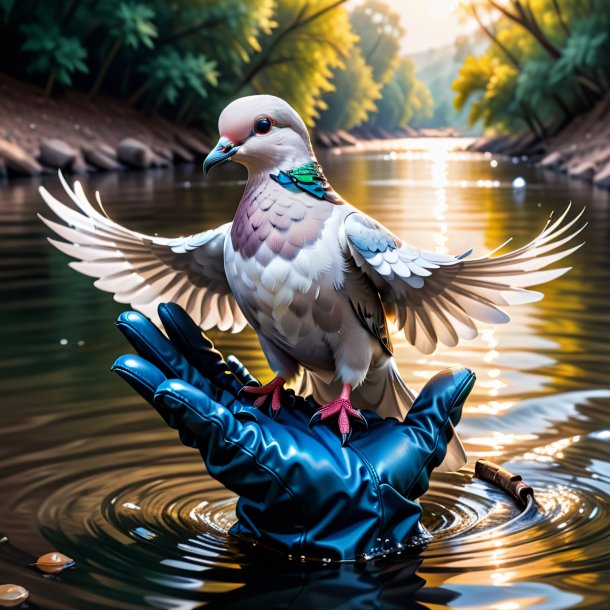 Drawing of a dove in a gloves in the river