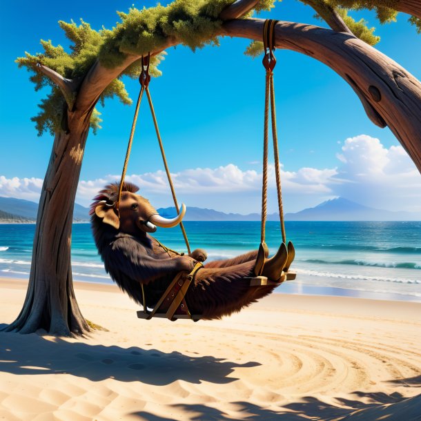 Pic of a swinging on a swing of a mammoth on the beach