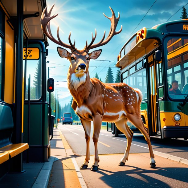 Image of a angry of a deer on the bus stop