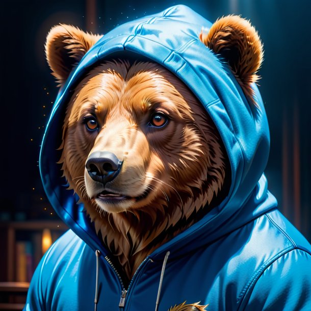 Picture of a bear in a blue hoodie