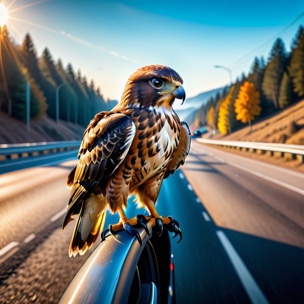 Image of a hawk in a gloves on the highway