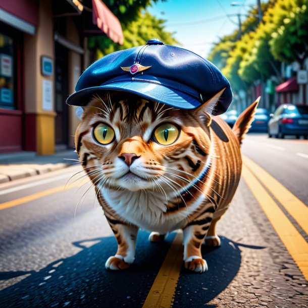 Picture of a tuna in a cap on the road