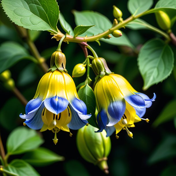 Photography of a azure yellow waxbells