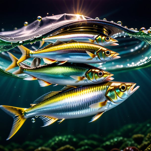 Image d'une sardine dans un chapeau dans l'eau