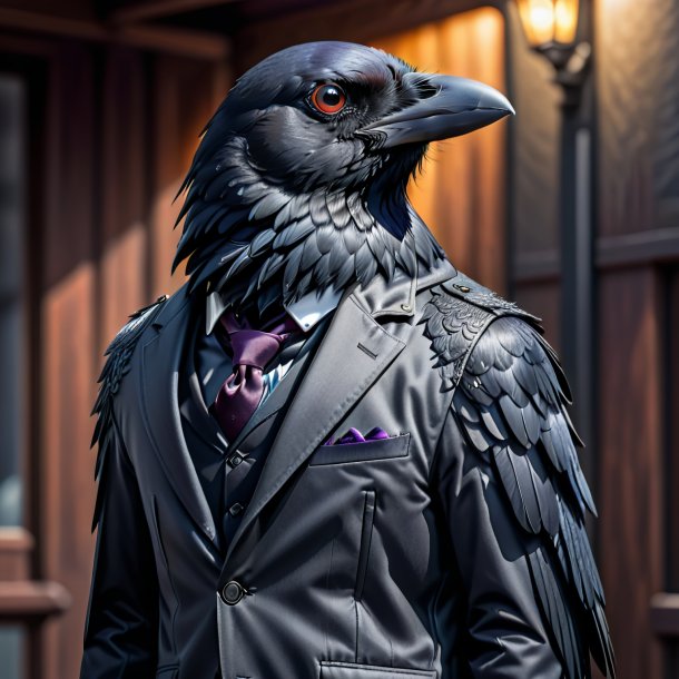 Image d'un corbeau dans une veste grise