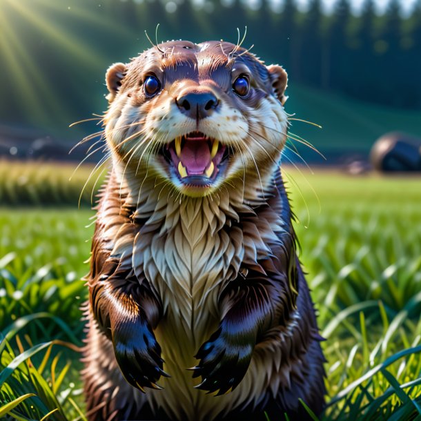 Pic of a threatening of a otter on the field