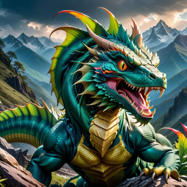 Image of a angry of a basilisk in the mountains